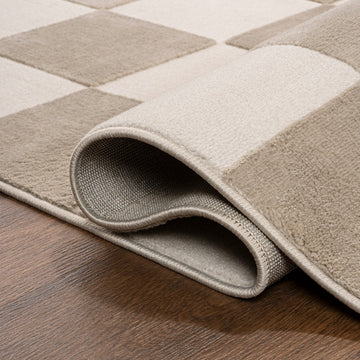 Modern Geometric Checkerboard High-Low Area Rug